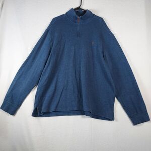 Polo by Ralph Lauren 1/4 Zip Sweater Men’s XXL Blue Cotton Pullover Knit